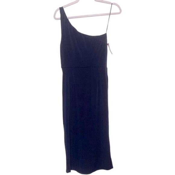 Socialite Navy One Shoulder Ruched Midi Dress Cocktail Party S - Picture 4 of 6